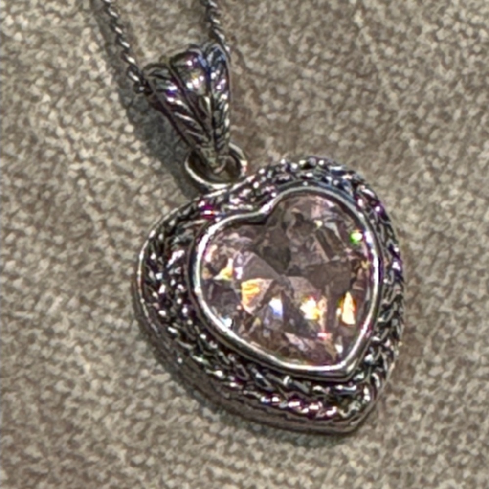 Heart Pendant Necklace Pink Crystal Heart Pendant Necklace 925 Sterling Silver